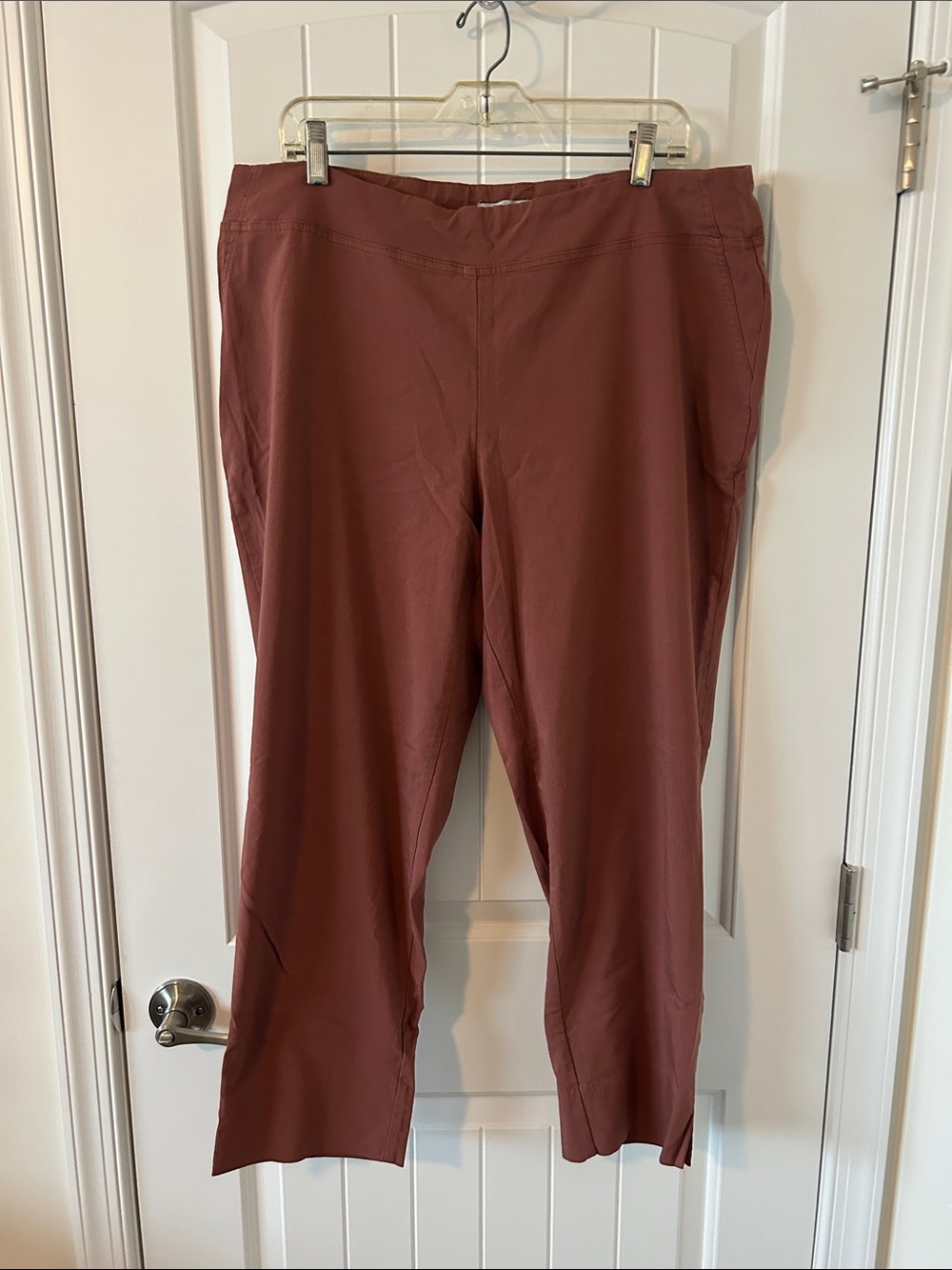Dalia Cropped Pull-On Pants in Rust Brown